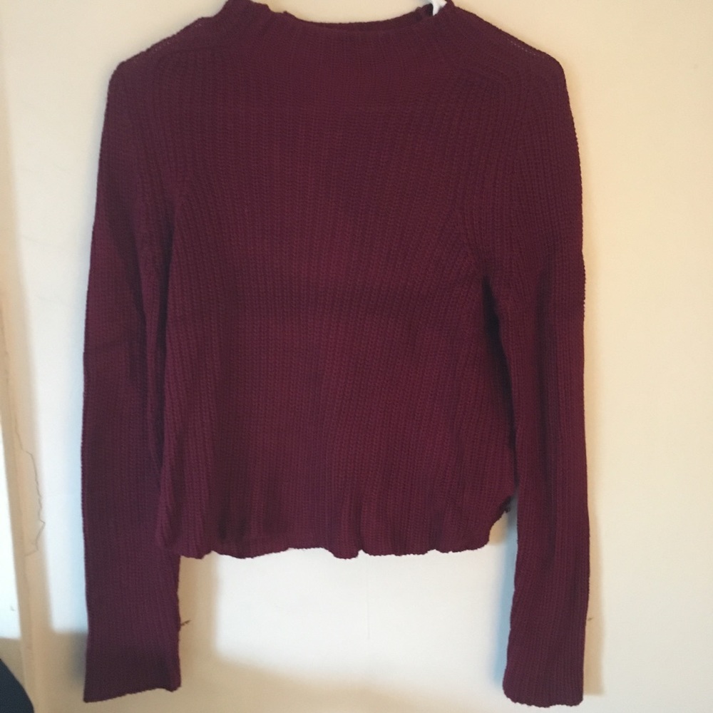 American Apparel Red Mock Neck Knit Sweater